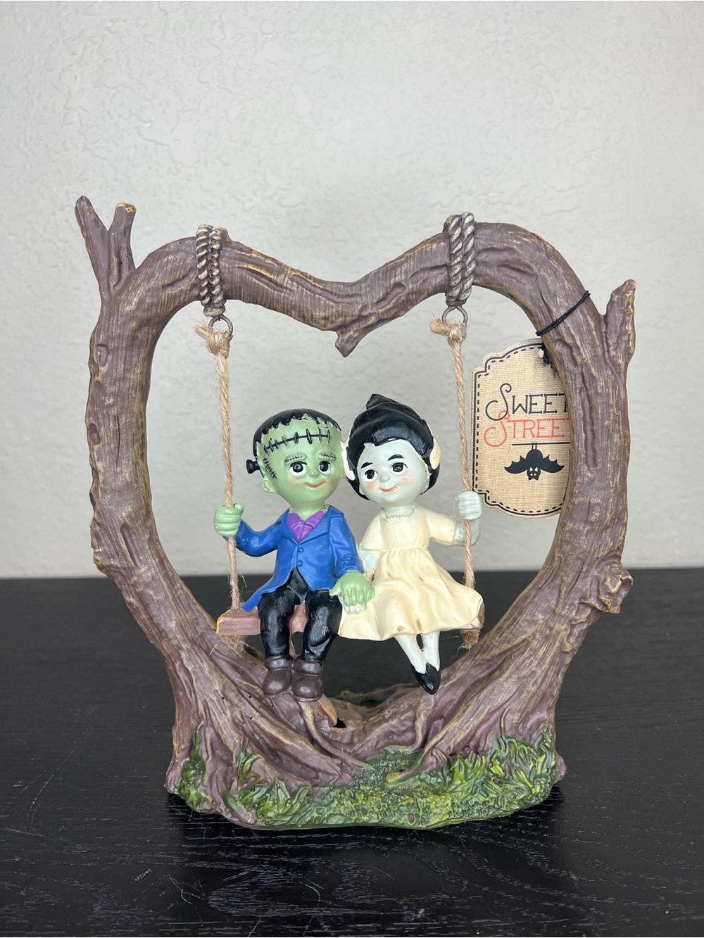 NEW Sweet Street Frankenstein & Bride of Frankenstein on Heart Swing Decor